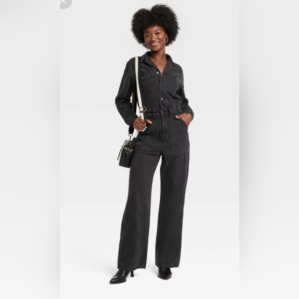 Universal Thread Women's Charcoal Denim Overalls